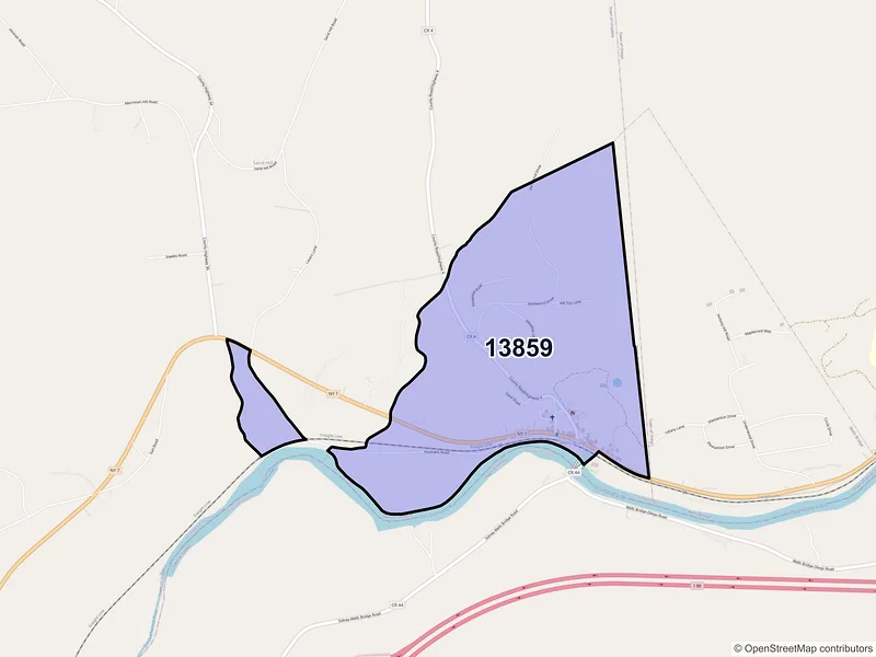 Map of ZIP Code 13859 — Wells Bridge, NY
