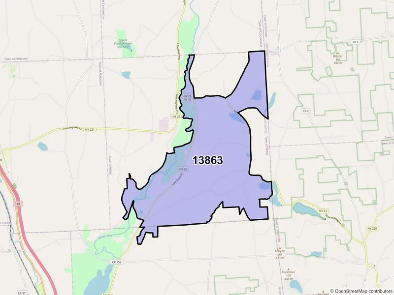 Map of Willet, New York and ZIP codes