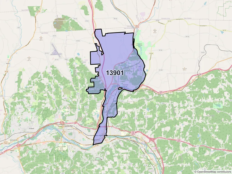 Map of ZIP Code 13901 — Binghamton, NY