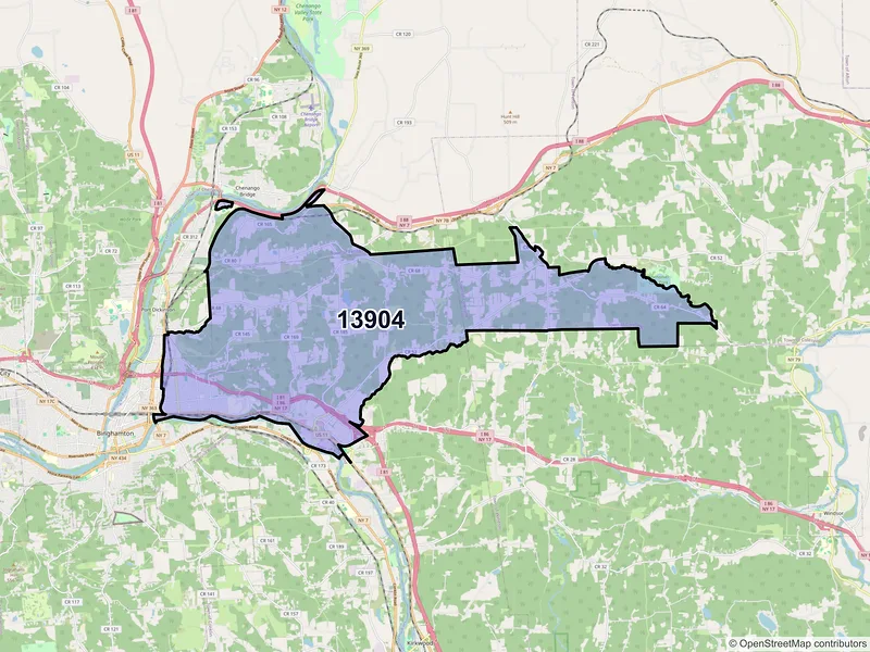 Map of ZIP Code 13904 — Binghamton, NY