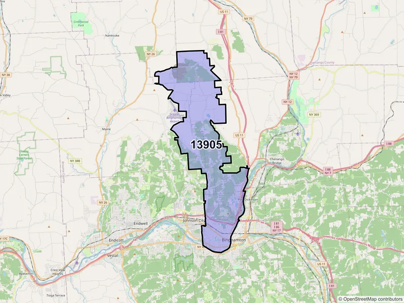 Map of ZIP Code 13905 — Binghamton, NY