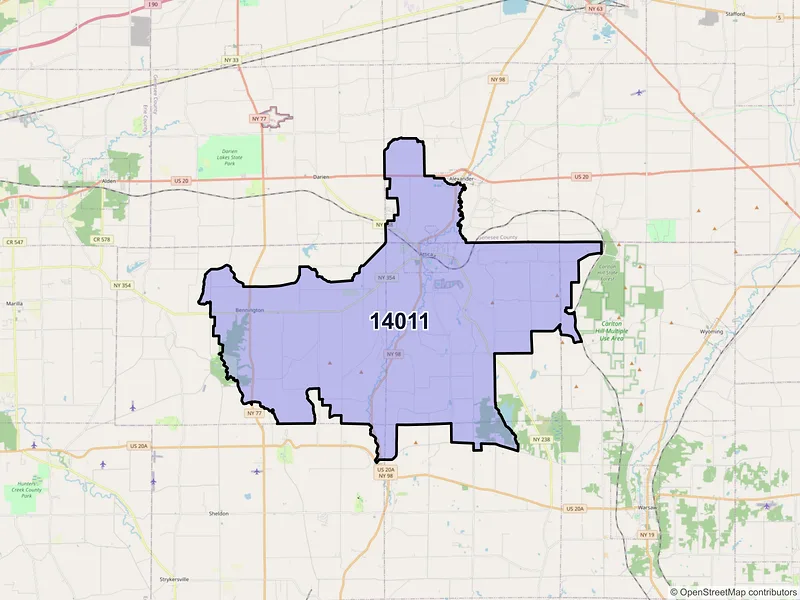 Map of ZIP Code 14011 — Attica, NY