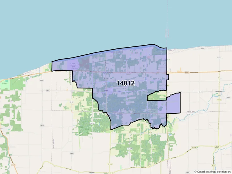 Map of ZIP Code 14012 — Barker, NY
