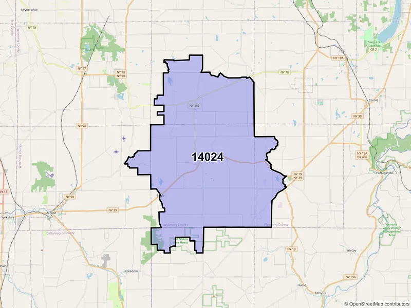 Map of ZIP Code 14024 — Bliss, NY