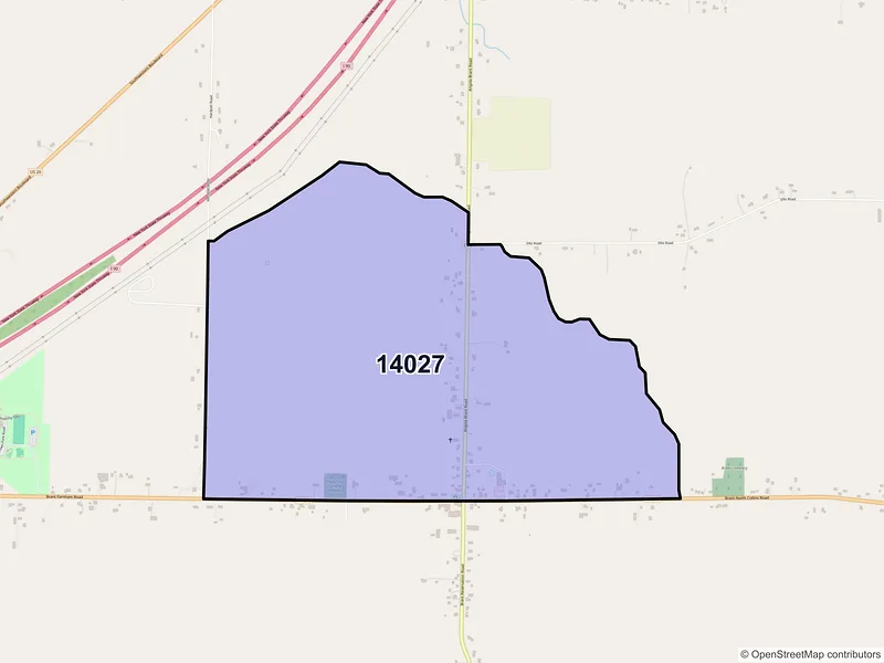 Map of Brant, New York and ZIP codes