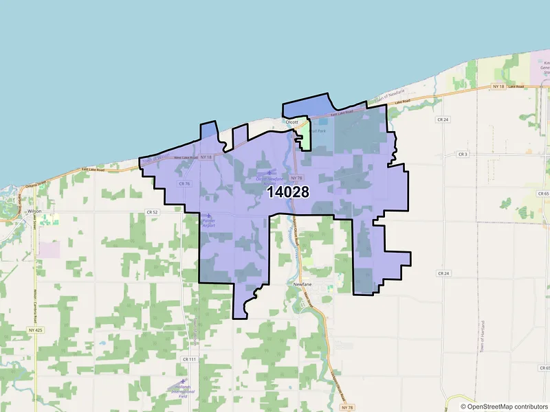 Map of ZIP Code 14028 — Burt, NY