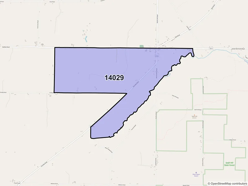 Map of Centerville, New York and ZIP codes