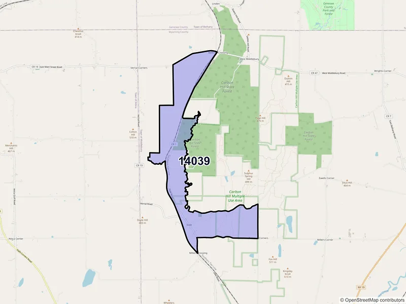 Map of ZIP Code 14039 — Dale, NY