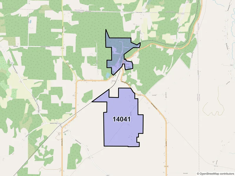 Map of Dayton, New York and ZIP codes