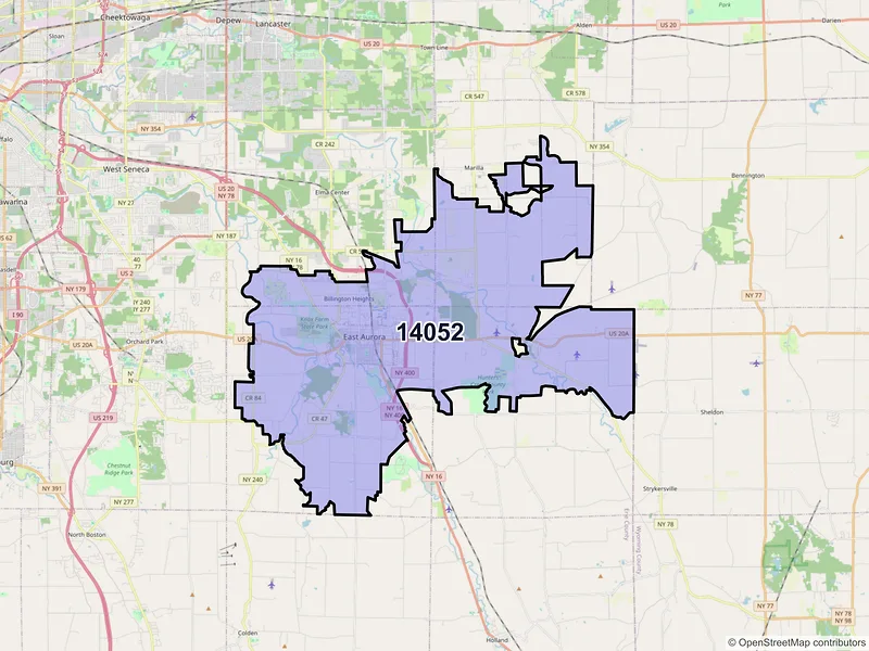 Map of ZIP Code 14052 — East Aurora, NY