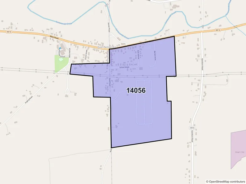 Map of East Pembroke, New York and ZIP codes