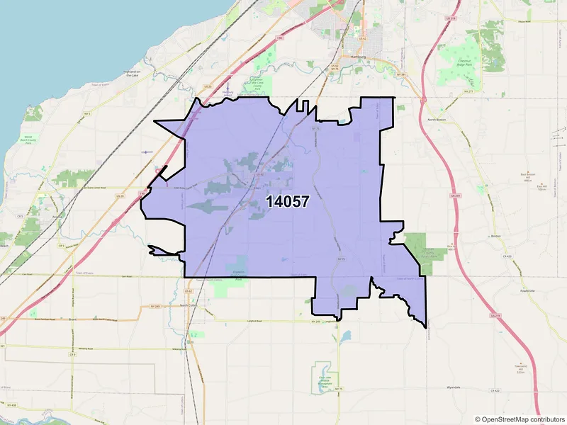 Map of ZIP Code 14057 — Eden, NY