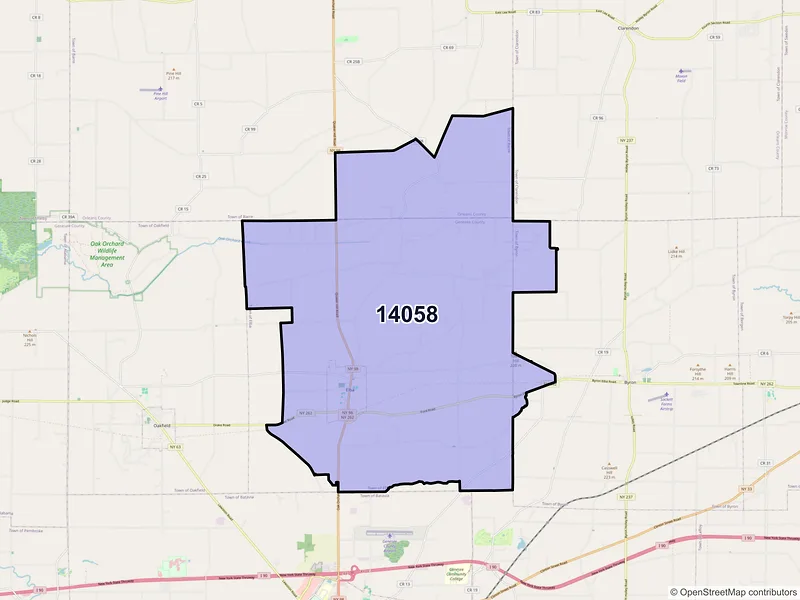 Map of ZIP Code 14058 — Elba, NY