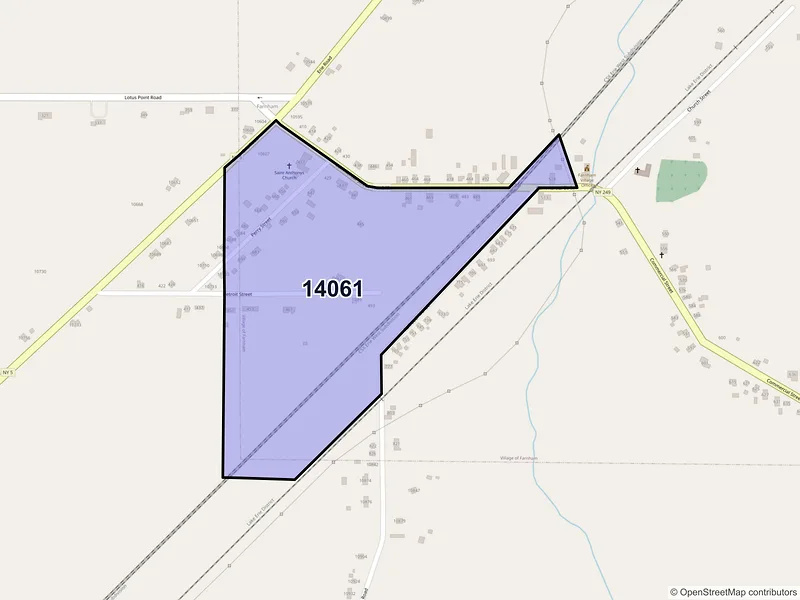 Map of Farnham, New York and ZIP codes