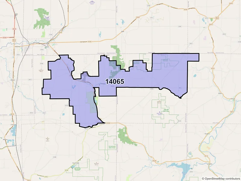 Map of ZIP Code 14065 — Freedom, NY