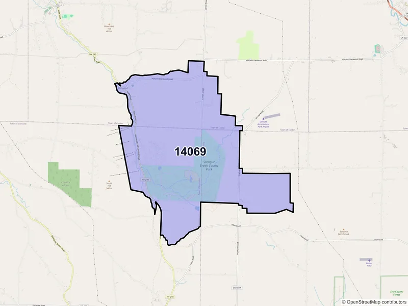 Map of ZIP Code 14069 — Glenwood, NY
