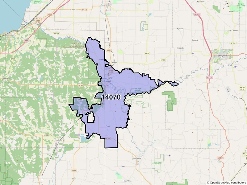 Map of ZIP Code 14070 — Gowanda, NY
