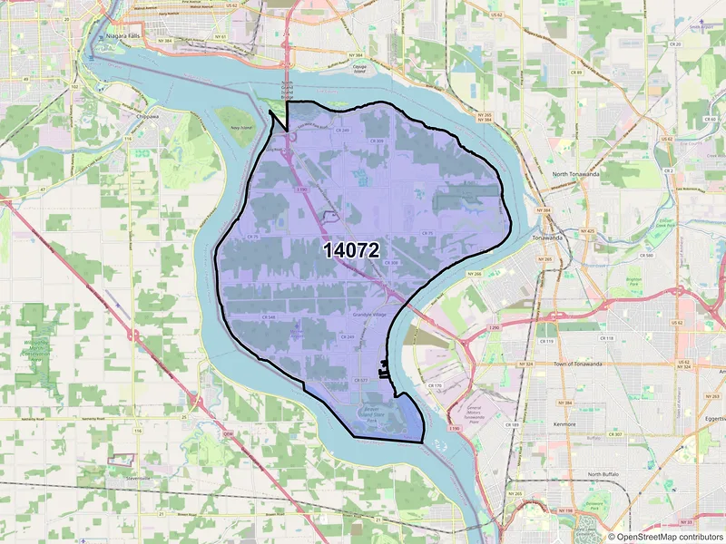 Map of ZIP Code 14072 — Grand Island, NY