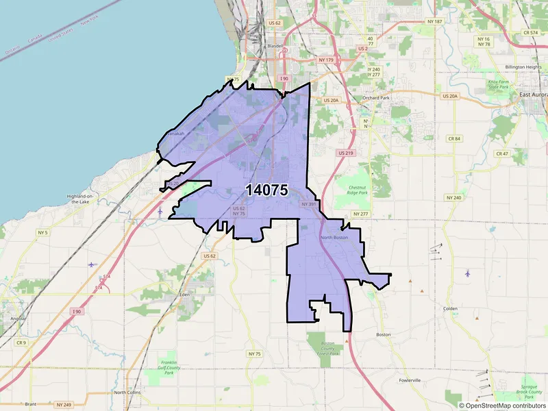 Map of ZIP Code 14075 — Hamburg, NY