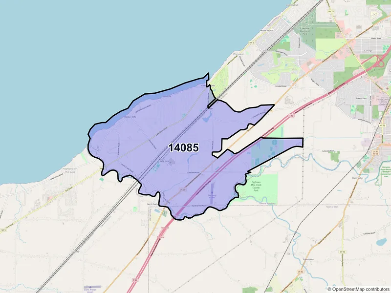 Map of Lake View, New York and ZIP codes