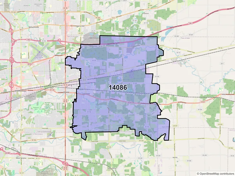 Map of ZIP Code 14086 — Lancaster, NY