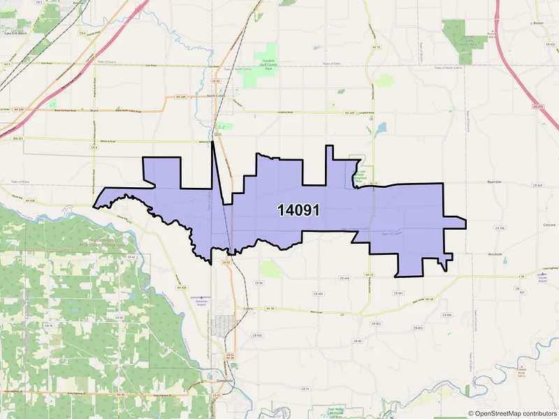 Map of ZIP Code 14091 — Lawtons, NY