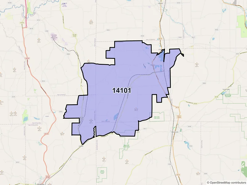 Map of ZIP Code 14101 — Machias, NY