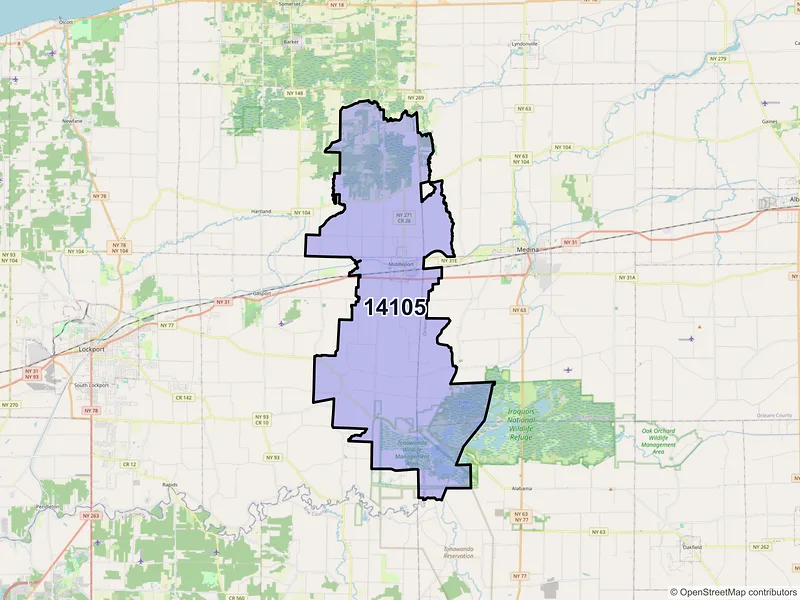 Map of ZIP Code 14105 — Middleport, NY