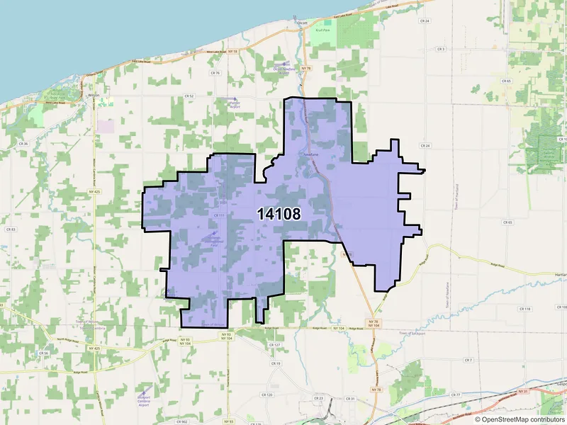 Map of ZIP Code 14108 — Newfane, NY