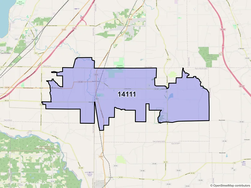Map of ZIP Code 14111 — North Collins, NY