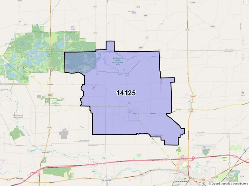 Map of ZIP Code 14125 — Oakfield, NY