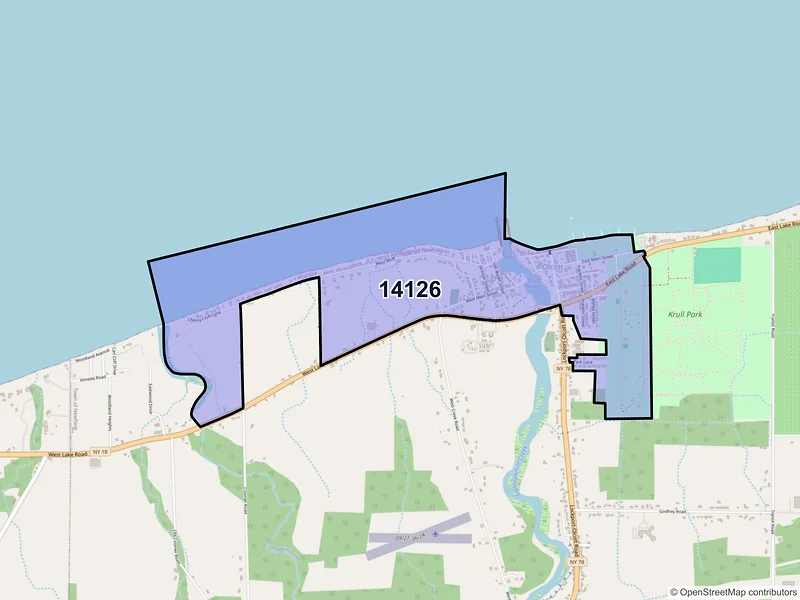 Map of Olcott, New York and ZIP codes