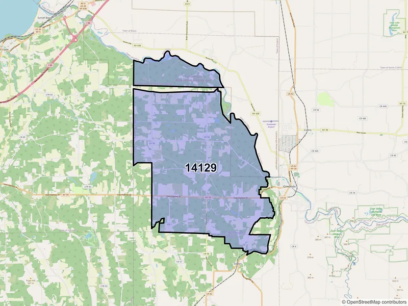 Map of Perrysburg, New York and ZIP codes