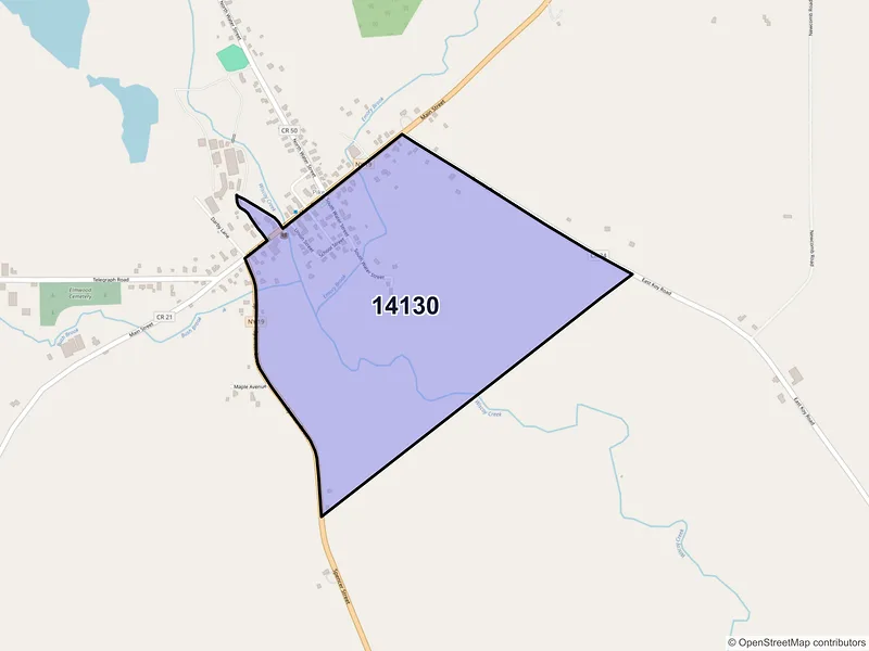 Map of Pike, New York and ZIP codes