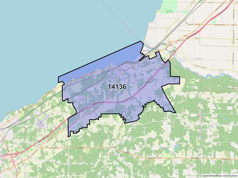Map of ZIP Code 14136 — Silver Creek, NY