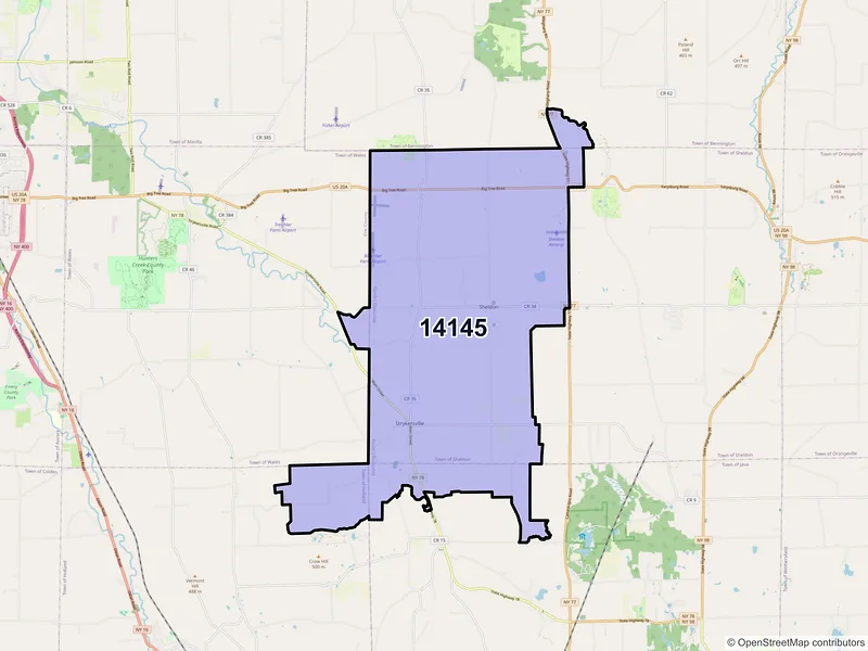 Map of ZIP Code 14145 — Strykersville, NY