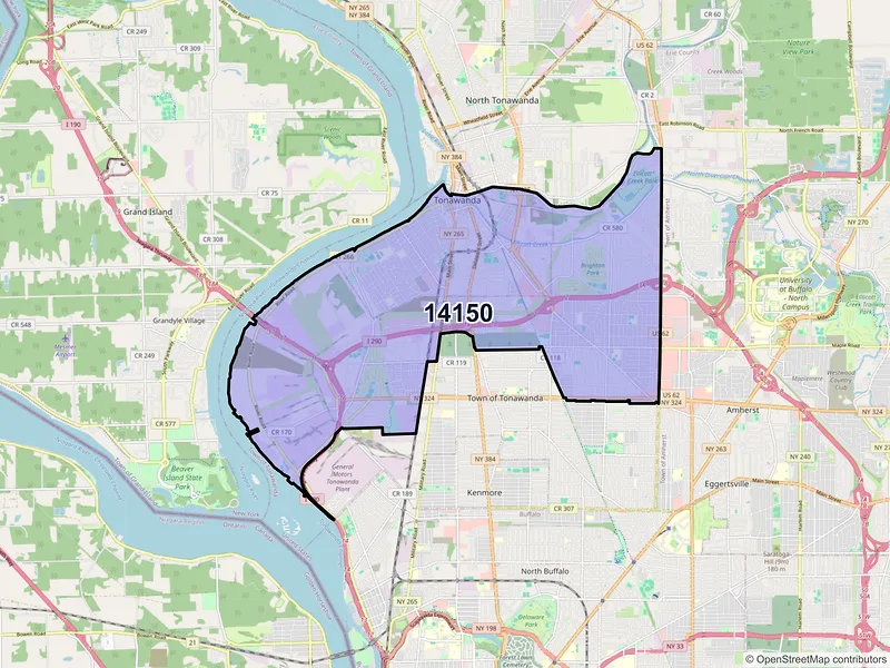 Map of ZIP Code 14150 — Tonawanda, NY