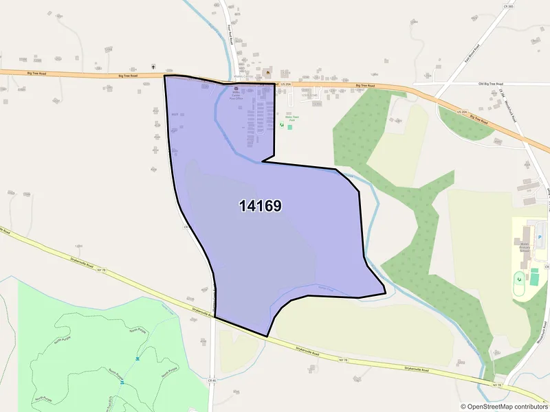 Map of Wales Center, New York and ZIP codes