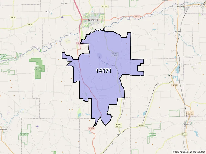 Map of ZIP Code 14171 — West Valley, NY