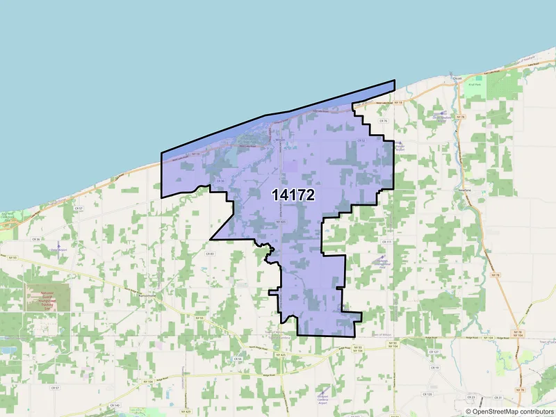 Map of ZIP Code 14172 — Wilson, NY
