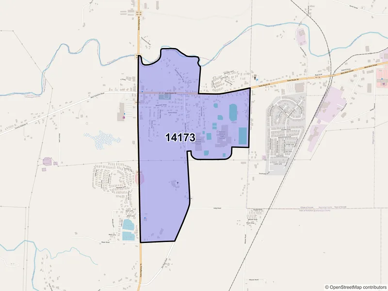 Map of Yorkshire, New York and ZIP codes