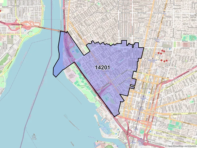 Map of ZIP Code 14201 — Buffalo, NY