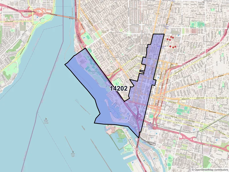 Map of ZIP Code 14202 — Buffalo, NY