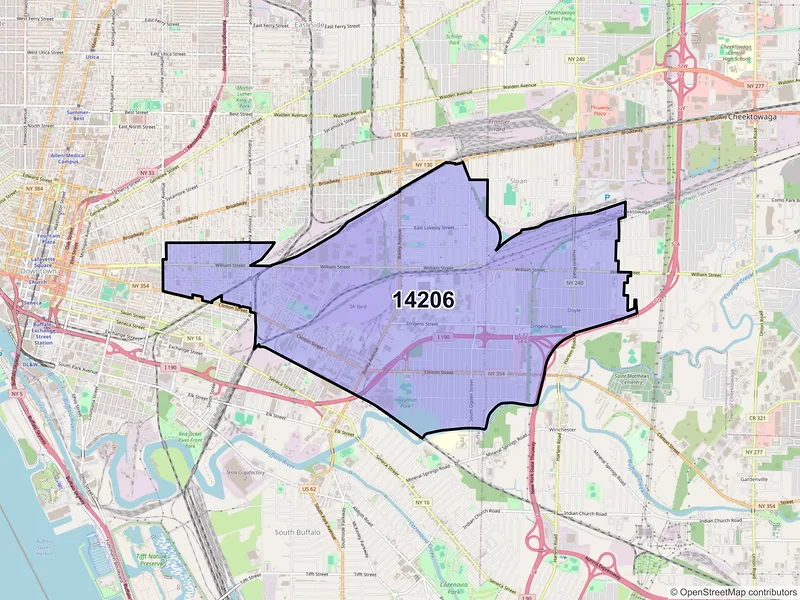Map of ZIP Code 14206 — Buffalo, NY