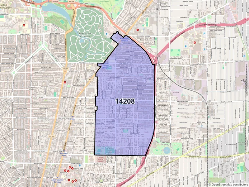 Map of ZIP Code 14208 — Buffalo, NY