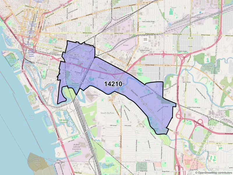 Map of ZIP Code 14210 — Buffalo, NY