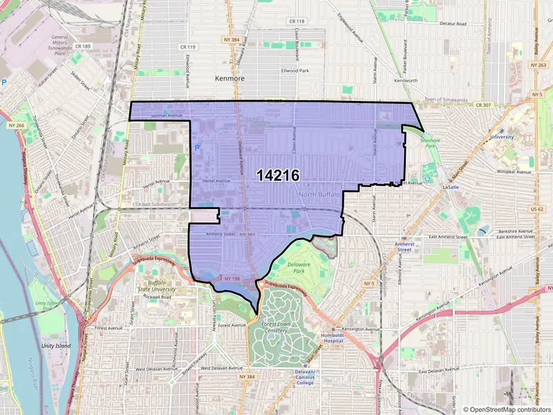 Map of ZIP Code 14216 — Buffalo, NY