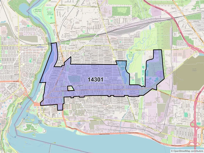 Map of ZIP Code 14301 — Niagara Falls, NY