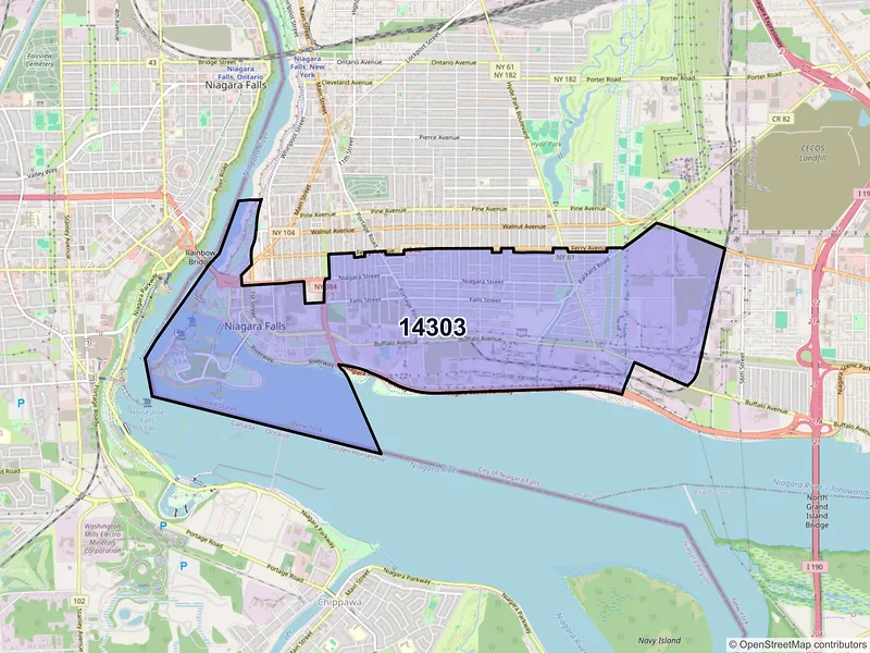 Map of ZIP Code 14303 — Niagara Falls, NY