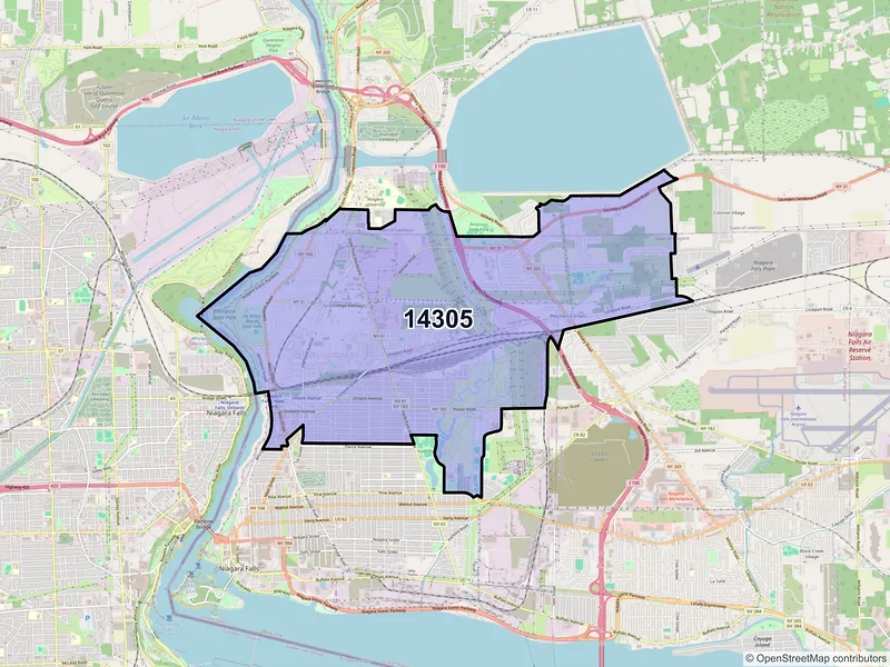 Map of ZIP Code 14305 — Niagara Falls, NY